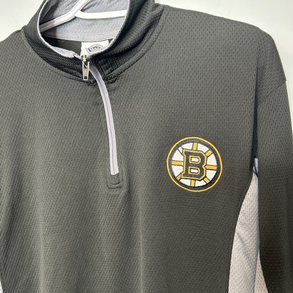 Boston Bruins Mesh 1/4 Zip Pullover Shirt Large Black NHL Gear